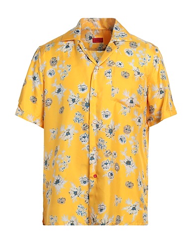 ISAIA Patterned shirt Yellow 100% Silk