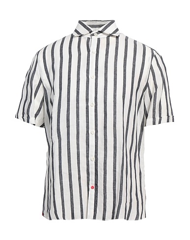 ISAIA Gestreiftes Hemd Weiß 100% Leinen