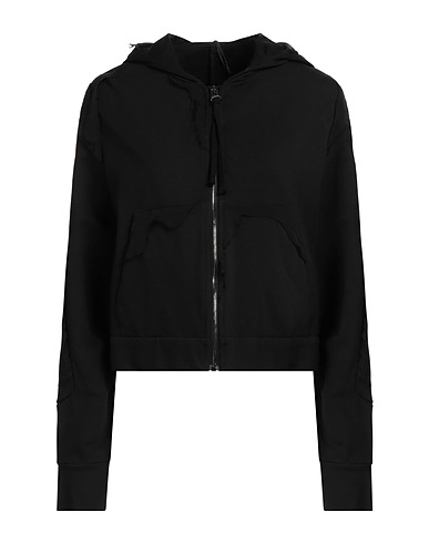 MASNADA Hooded track jacket Black 95% Cotton, 5% Elastane, Silk