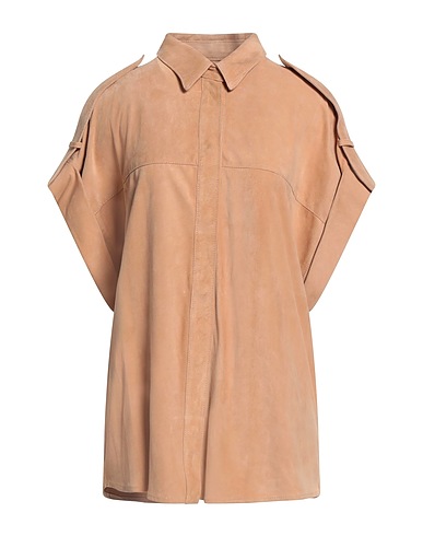 DONDUP Solid colour shirts & blouses Sand 100% Goat skin