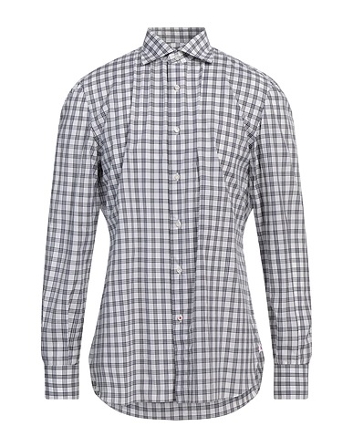 ISAIA Checked shirt Navy blue 100% Cotton