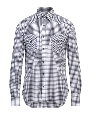 ISAIA Checked shirt Navy blue 100% Cotton