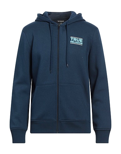 TRUE RELIGION Hooded track jacket  Navy blue 60% Cotton, 40% Polyester