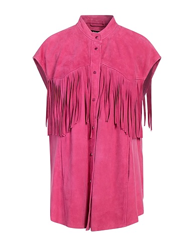 DONDUP Solid colour shirts & blouses Magenta 100% Lambskin