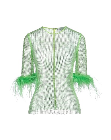 GIUSEPPE DI MORABITO Top Verde lime 100% Poliammide, Elastan, Piume di struzzo