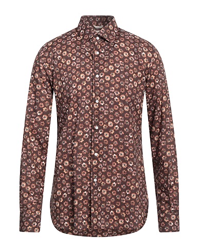 DEL SIENA Patterned shirt Chocolate brown 52% Lyocell, 48% Cotton