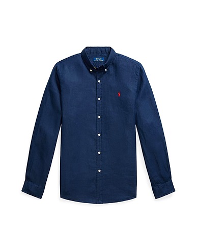 POLO RALPH LAUREN Linen shirt SLIM FIT LINEN SHIRT Navy 100% Linen