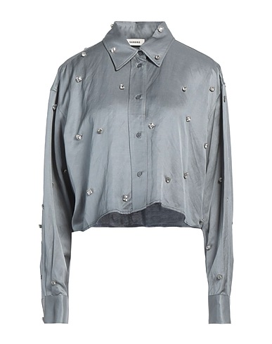 SANDRO Shirts Grey 82% Viscose, 18% Linen, Steel, Glass