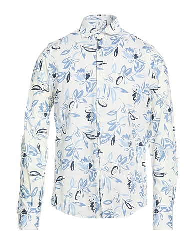 PORTOFIORI Camisa de lino Azul francés 55% Lino, 45% Algodón