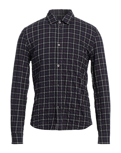 DONDUP Checked shirt Midnight blue 99% Cotton, 1% Elastane