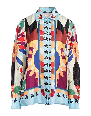 SANDRO Patterned shirts & blouses X LOUIS BARTHÉLEMY Sky blue 100% Silk