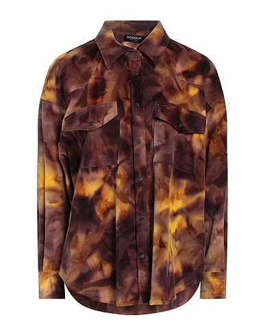 DONDUP Shirts Light brown 97% Cotton, 3% Elastane