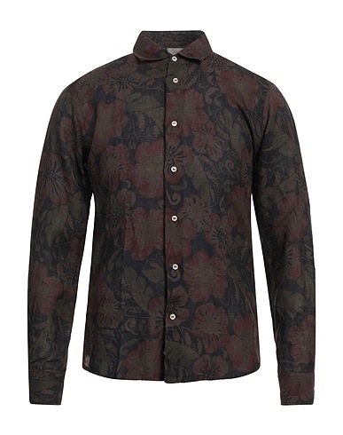 ROSSOPURO Linen shirt Dark brown 100% Linen