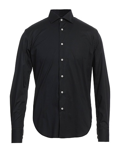 AT.P.CO Solid color shirt Black 97% Cotton, 3% Elastane