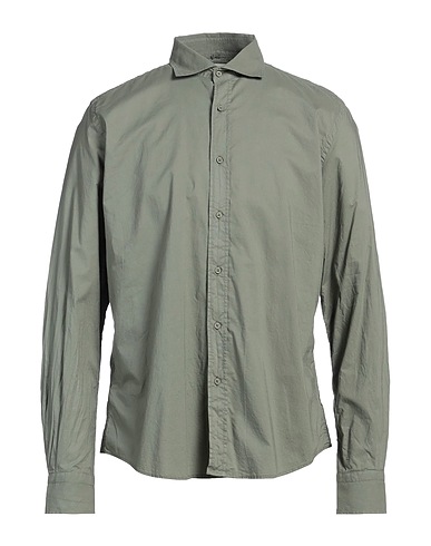 PORTOFIORI Solid colour shirt Military green 100% Cotton