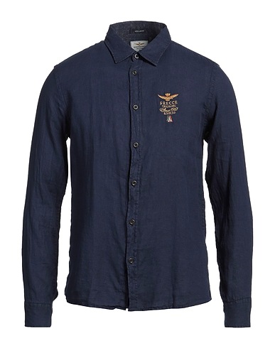 AERONAUTICA MILITARE Linen shirt Midnight blue 100% Linen