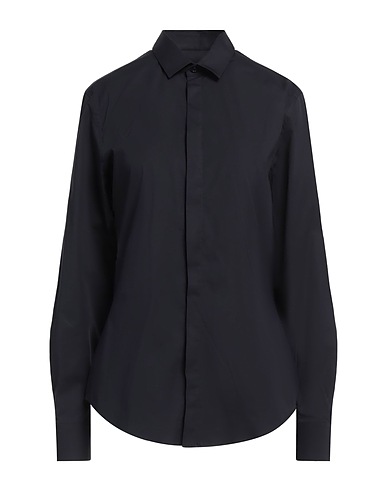EMPORIO ARMANI Solid color shirt Navy 97% Cotton, 3% Elastane