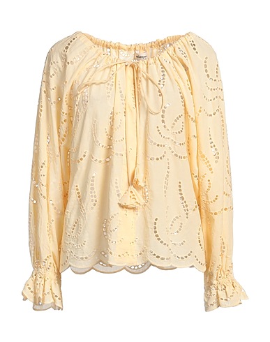 OTTOD'AME Solid colour shirts & blouses Pastel yellow 100% Cotton