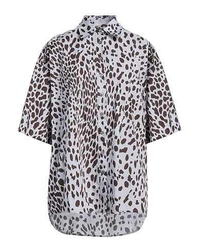 OTTOD'AME Patterned shirts & blouses Light grey 100% Cotton