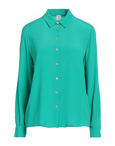 1-ONE Solid colour shirts & blouses Emerald green 69% Acetate, 31% Silk