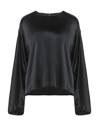 SEVENTY VENEZIA Top Black 94% Silk, 6% Elastane, Mother-of-pearl