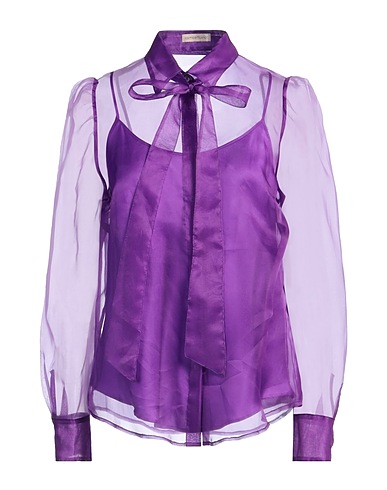 CAMICETTASNOB Chemises et chemisiers de couleur unie Violet 100% Soie
