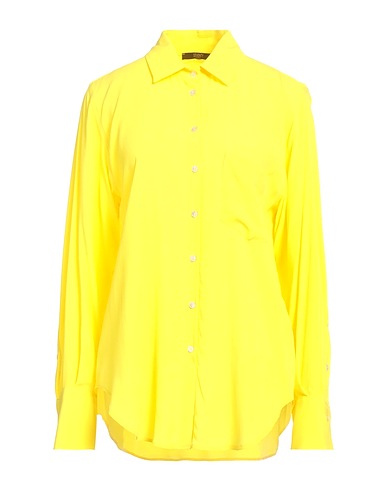 SEVENTY VENEZIA Solid colour shirts & blouses Yellow 65% Acetate, 35% Silk, Mother-of-pearl