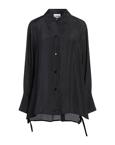 GANNI Solid colour shirts & blouses Black 100% Viscose