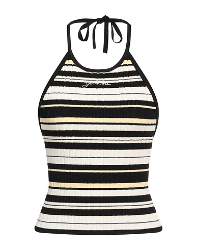 GANNI Top Black 55% Recycled viscose, 43% Polyamide, 2% Elastane