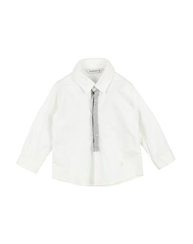 MANUEL RITZ Patterned shirt White 97% Cotton, 3% Elastane