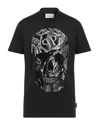 PHILIPP PLEIN T-shirt Black 100% Cotton, Glass