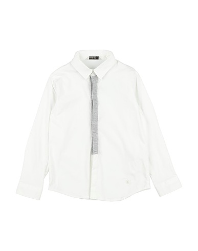 MANUEL RITZ Patterned shirt White 97% Cotton, 3% Elastane