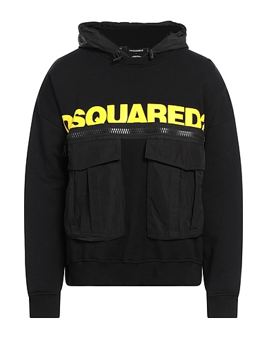 DSQUARED2 Hooded sweatshirt Black 100% Cotton, Elastane, Polyester