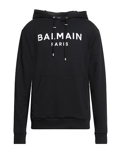BALMAIN Hooded sweatshirt Black 100% Cotton, Elastane