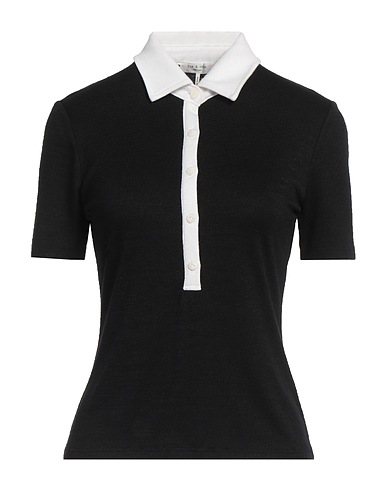 RAG & BONE Polo shirt Black 48% Rayon, 48% Polyester, 4% Elastane