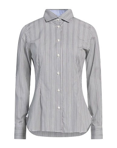 BARBA Napoli Striped shirt Grey 97% Cotton, 2% Polyester, 1% Elastane