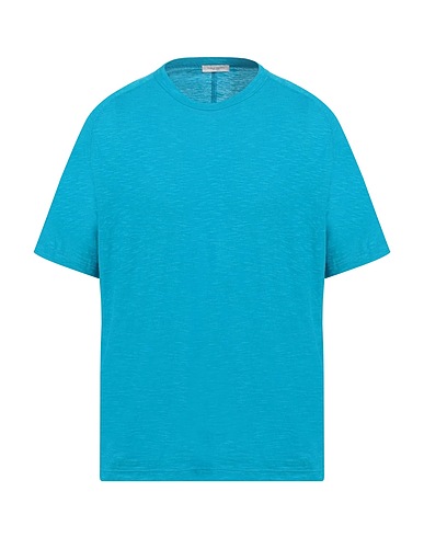 PAOLO PECORA Basic T-Shirt Turquoise 90% Cotton, 10% Linen