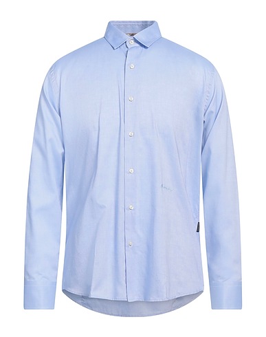 AQUASCUTUM ACTIVE Solid color shirt Azure 100% Cotton