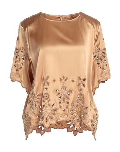 ERMANNO SCERVINO Top Cammello 93% Seta, 7% Elastan