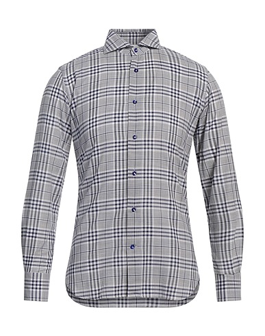 BORSA Checked shirt Navy blue 100% Cotton