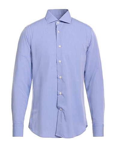 CALIBAN Solid color shirt Sky blue 100% Cotton