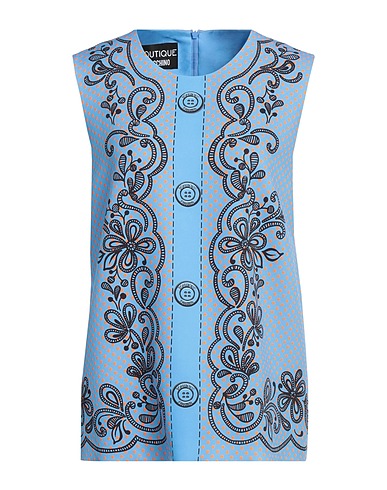 BOUTIQUE MOSCHINO TOPWEAR Light blue 90% Polyester, 10% Elastane