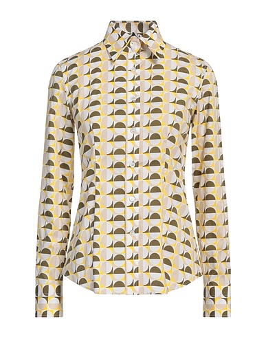 CALIBAN Patterned shirts & blouses Yellow 97% Cotton, 3% Elastane