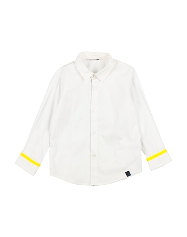 MANUEL RITZ Patterned shirt White 97% Cotton, 3% Elastane