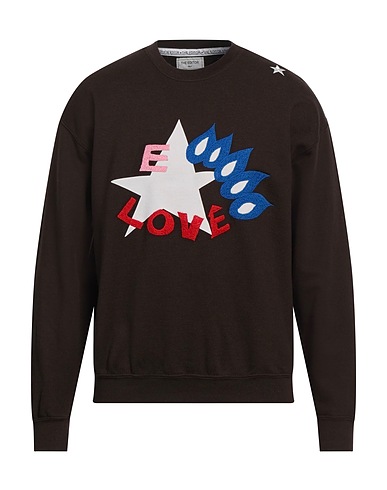THE EDITOR Sweatshirt Dark brown 80% Cotton, 20% Polyester