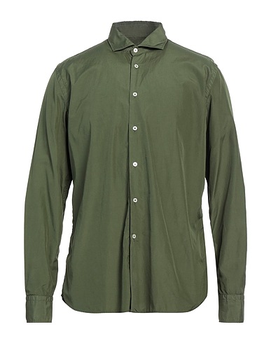 GABARDINE Striped shirt Military green 100% Cotton