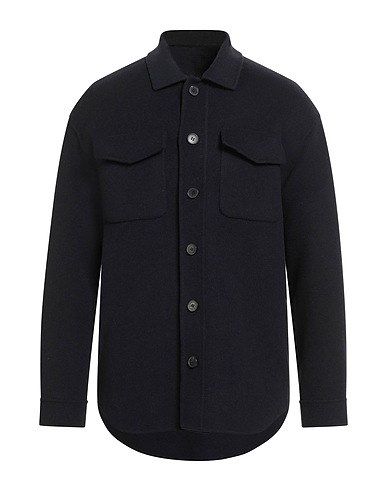LOW BRAND Solid color shirt Midnight blue 100% Wool