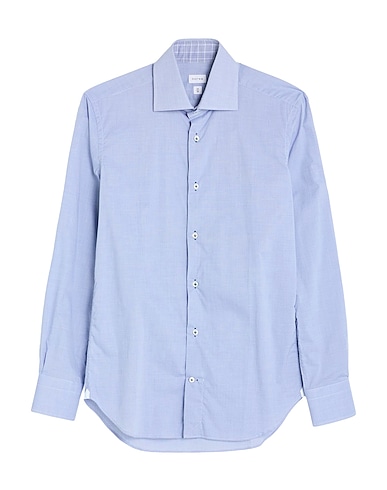 BORSA Patterned shirt Sky blue 100% Cotton