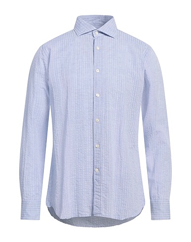 CALIBAN 820 Striped shirt Light blue 80% Cotton, 20% Linen