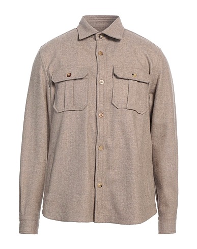 BOGLIOLI Camicia tinta unita Beige 61% Lana Vergine, 26% Poliammide, 8% Acrilico, 4% Cachemire, 1% Elastan